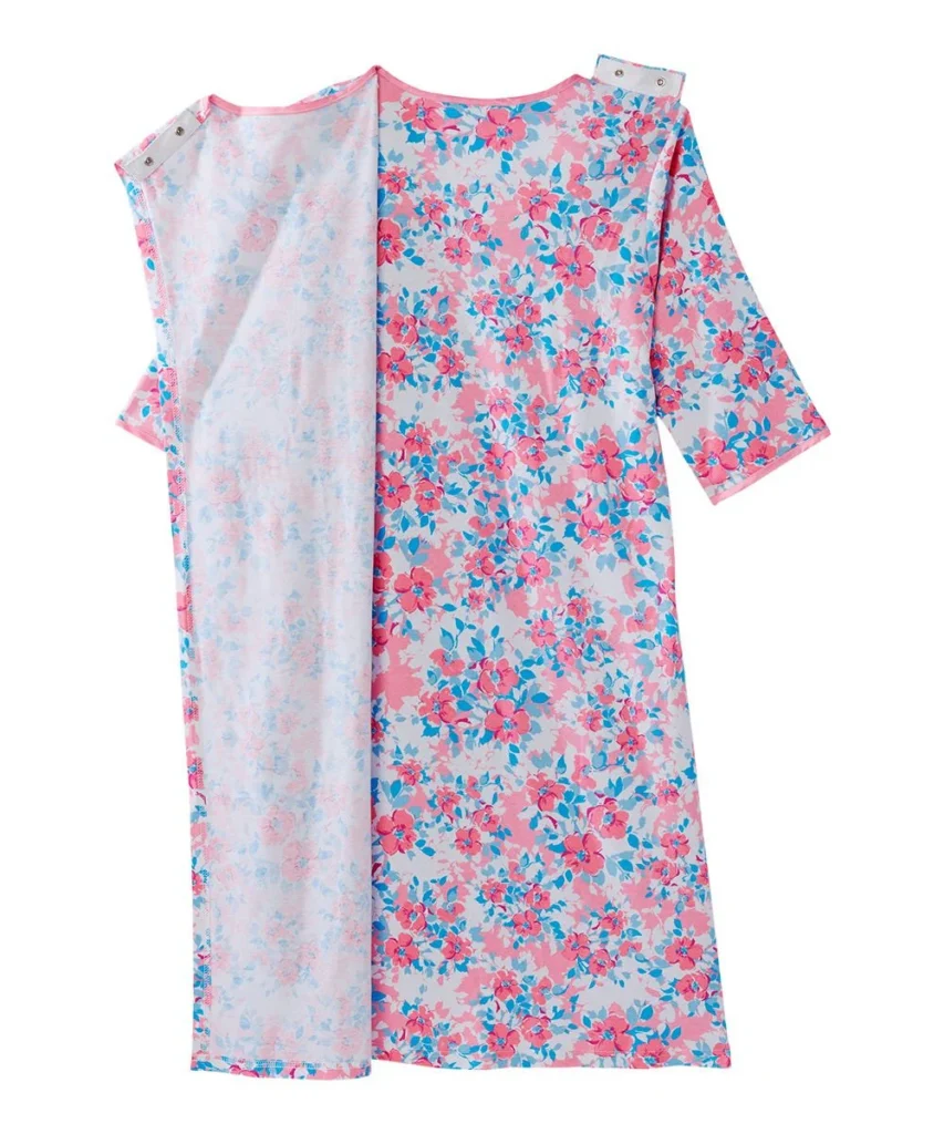 Product image of a Silverts women's nightgown with back opening and shoulder snaps